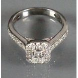 Platinum ladies Diamond ring: Size H, 5.1g.