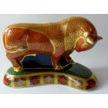 Royal Crown Derby GRECIAN BULL made for Harrods: Gold stopper, certificate, first quality, no box.