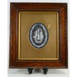 Wedgwood solid black Jasperware Justice & Liberty Medallion: Made for Private T Pedley,