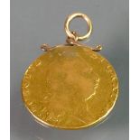 George III Spade Guinea: Worn and mounted, 8.6 grams.