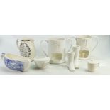 A collection of early Wedgwood Creamware items to include: Food warmers, novelty boots,