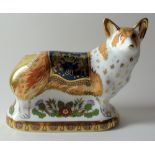 Royal Crown Derby paperweight ROYAL WINDSOR CORGI for Peter Jones 266/950: Gold stopper,