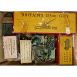 Britainss boxed military vehicles and large 155mm gun: Model 2064 gun, Bren gun carrier with crew,
