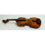 Cased German made marked Vuillaume Harris Toria Violin: Length of body 31.