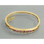 Victorian gold plated / pinchbeck Amethyst set bangle: