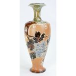 Doulton Lambeth Slaters vase: Decorated with oak leaves, height 26.5cm.