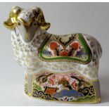 Royal Crown Derby paperweight VISITORS CENTER RAM: Gold stopper, NO certificate, first quality,