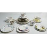 Selection of miscellaneous Shelley consisting of: 5 cups, 6 saucers, 13 side plates,