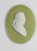 Wedgwood rare light green dipped Jasper portrait medallion of Viscount Augustus Kepple: English