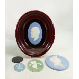 A collection of Wedgwood Jasperware Port plaques: Including bearded man, lady with hat,