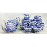 A good collection of Spode Italian tea ware: Including 2 sizes of teapot, cups, saucers etc.