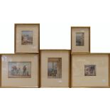 Five 19th century watercolours of Italian scenes by Miss E Bright- William: Ranging in size,