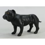 Wedgwood black Basalt model of a Bulldog: With yellow glass eyes, height 7.