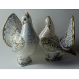 Royal Crown Derby paperweight DIAMOND JUBILEE DOVES: Gold stoppers, certificates, first quality,