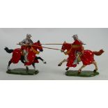 Two knights of the Agincourt series Britains 9492 and 9246: Boxed and in good condition.