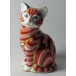 Royal Crown Derby paperweight GINGER CAT GINGER TOM: gold stopper, NO certificate, first quality,