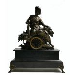 Continental spelter and slate French type Mantle clock: Height 54cm