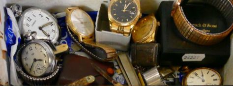 A good collection of vintage items: Including Gents wristwatches, Penknives, bone handled knife,