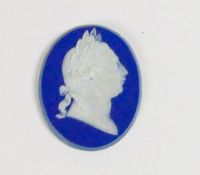 Wedgwood rare solid slate blue Jasper dipped portrait medallion of King George III: Lapidary