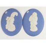 Wedgwood blue portrait plaques of HRH Prince of Wales & HM Queen Caroline: Both dated 1973,