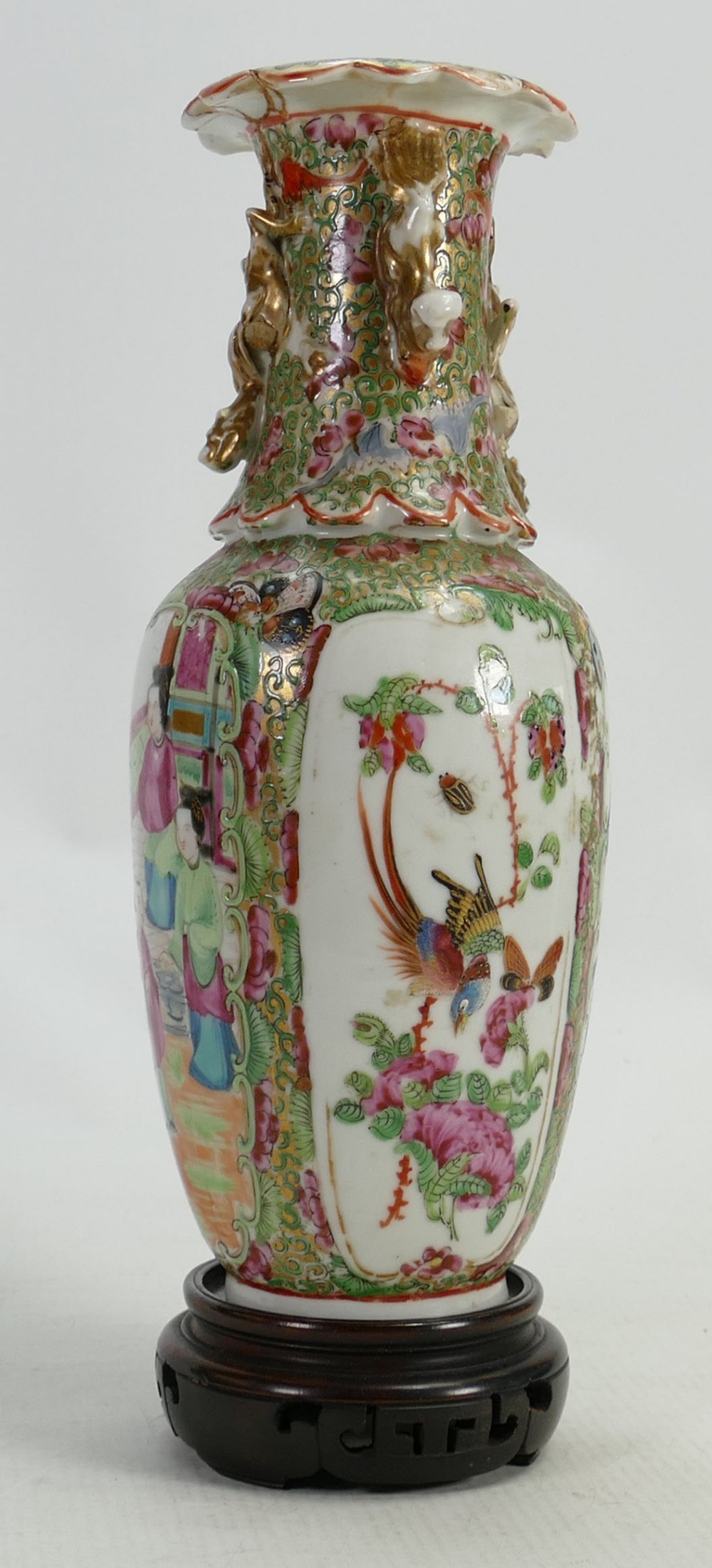 19th century Chinese vases: Including Cantonese vase (damaged to top rim) and another Chinese blue - Image 10 of 12