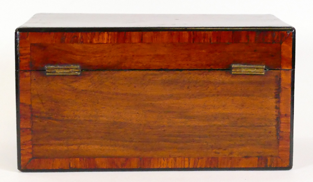 Burr Walnut tea caddy 19th century: Good used condition, replacement lids, original hinges, - Image 3 of 4