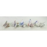 Lladro porcelain figures of Butterflies: Five items, height of tallest 7.