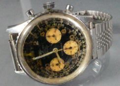 Breitling Geneve Cosmonaute Navitimer stainless steel wristwatch: Model 809 with 24 hour dial,