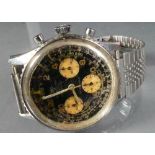 Breitling Geneve Cosmonaute Navitimer stainless steel wristwatch: Model 809 with 24 hour dial,