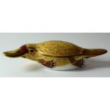 Royal Crown Derby paperweight DUCK BILLED PLATYPUS: Gold stopper, certificate, first quality,