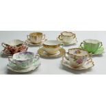 A collection of Shelley Wileman and Co (Foley) items to include: Bouillon Cup & Saucer in Empire