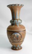 Doulton Lambeth Slaters large stoneware vase: Decorated with three hand panted panels of children