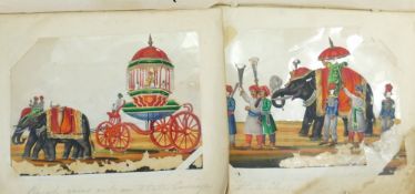 24 Indian Gouache watercolour paintings on celluloid: Contained in 2 books each of 12 paintings,