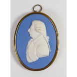 Wedgwood solid blue Jasper portrait medallion of James Stuart Athenian: In Ormulo frame c1809,