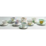 A collection of Shelley Regent Trios and Cup and Saucer sets to include: 12172 Anemone Bunch,