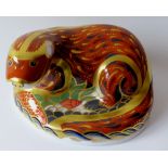 Royal Crown Derby paperweight OTTER: Gold stopper, certificate, first quality, original box.