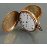 Waltham 9ct gold pocket watch: With top winder, watch overall weight 91.4 grams.