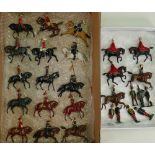 20 mounted lead soldiers Britains and others: Together with 7 foot soldiers.