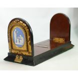 19th century Rosewood & brass mounted fold away bookstand with Wedgwood plaques mounted: patent