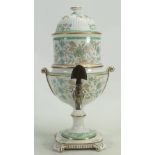 Wedgwood Pearlware hot water Urn: Transfer decoration, chips and wear noted,