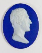 Wedgwood dark blue dipped Jasper portrait medallion of Arthur Wellesley: First Duke Of Wellington