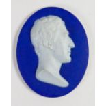 Wedgwood dark blue dipped Jasper portrait medallion of Arthur Wellesley: First Duke Of Wellington