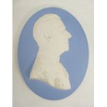 Large Wedgwood light blue portrait plaque of the Duke of Edinburgh: Dated 1973, height 39cm,