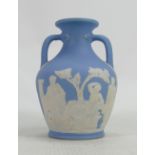 Wedgwood light blue dipped Jasperware Portland vase: Height 13cm.