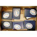 A collection of Wedgwood Jasperware portrait medallions: All boxed, 6 oval items each 11 cm.