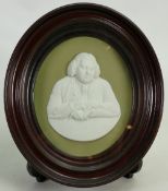 Wedgwood Pea green dipped portrait medallion of Dr Erasmus Darwin: From the Hensleigh Wedgwood