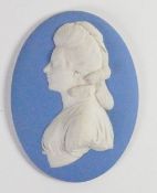 Wedgwood solid pale blue Jasper portrait medallion of the Duchess of Devonshire: Georgiana