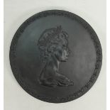 Wedgwood black Basalt round plaque H.M.