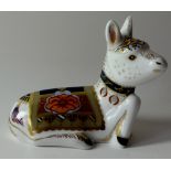 Royal Crown Derby paperweight HOLLY DONKEY FOAL: Gold stopper, certificate, first quality,