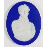 Wedgwood dark blue dipped Jasper portrait medallion of Arthur Wellesley: Duke of Wellington in